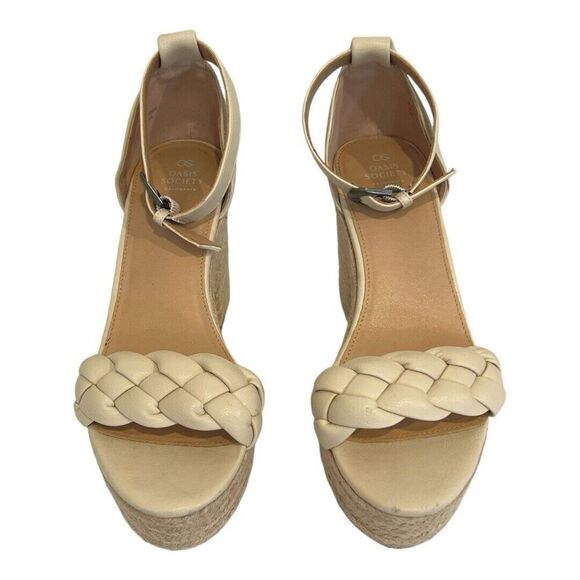 Oasis Society Size 9 Braided Strap Wedge Espadrille Open Toe Sandal - Picture 3 of 8